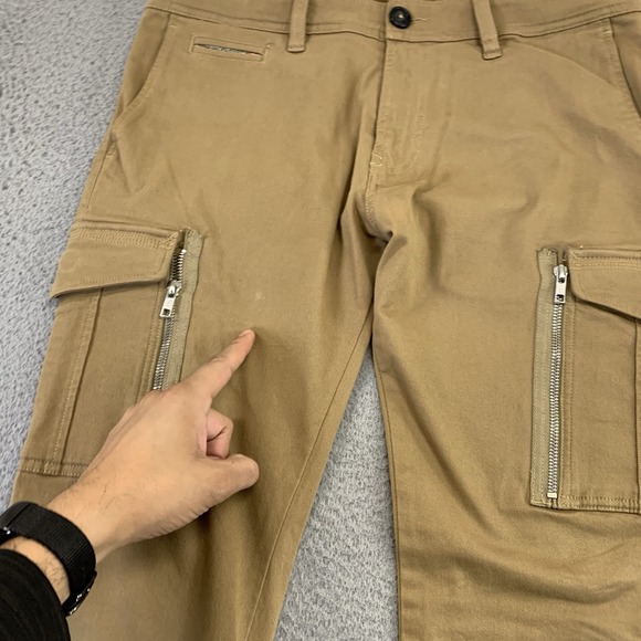 Diesel Chi Groove Cargo Pants Mens 31x32 Tan Slim Straight Zip Button Utility - Picture 3 of 13
